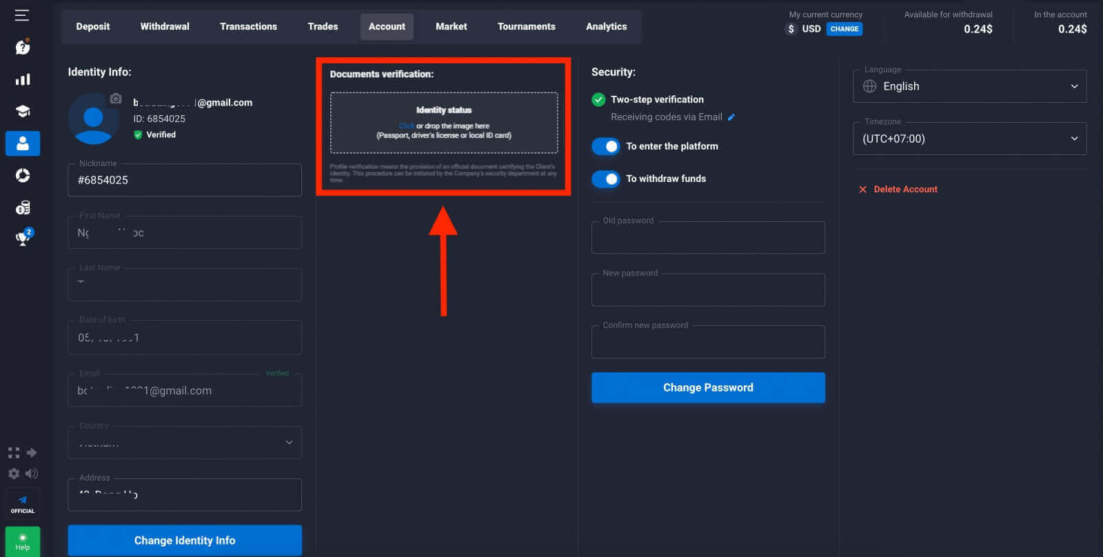 Como registrar e verificar conta no Quotex
