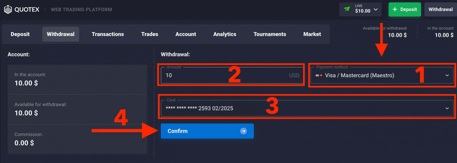 Cara Masuk dan Menarik diri dari Quotex