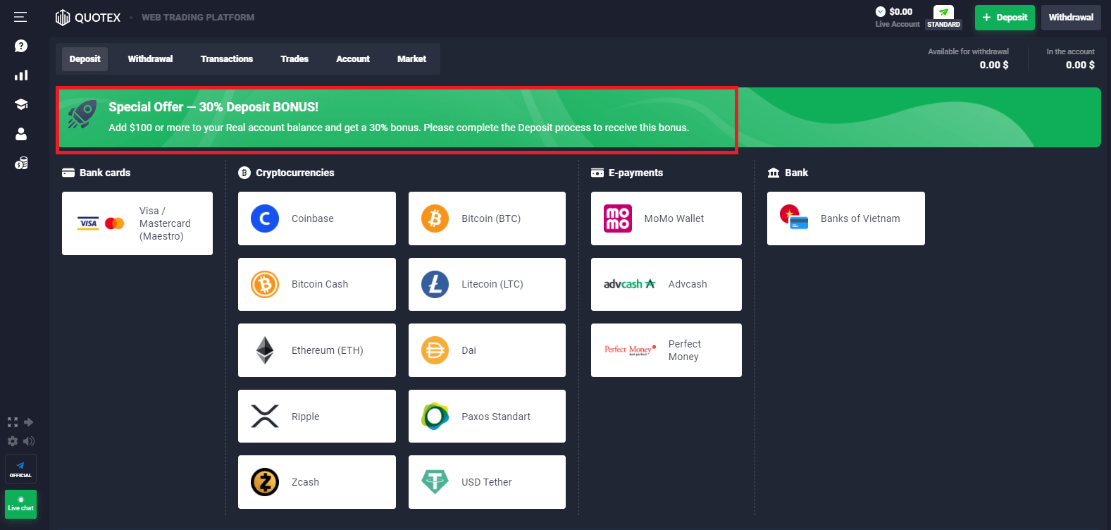 Quotex Deposit Promotion - 30% Bonus Quotex Deposit Promotion - 30% Bonus
